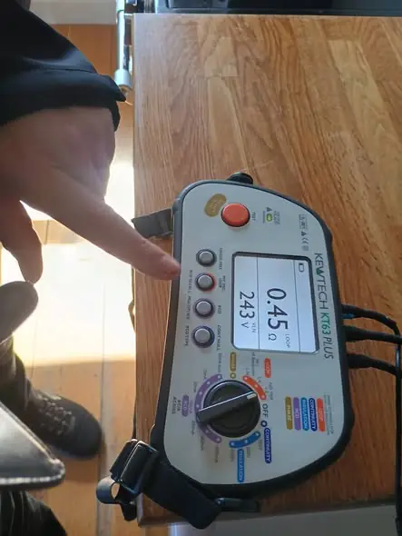 Electrical test instrument showing measured results